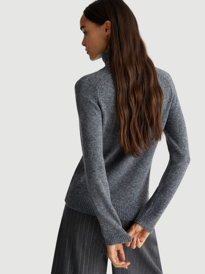 Wool-blend polo-neck with logo