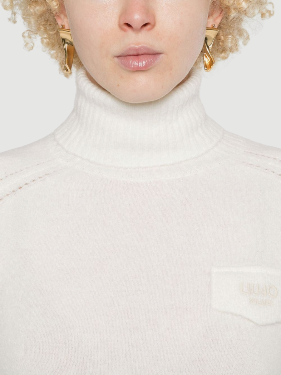 Wool-blend polo-neck with logo