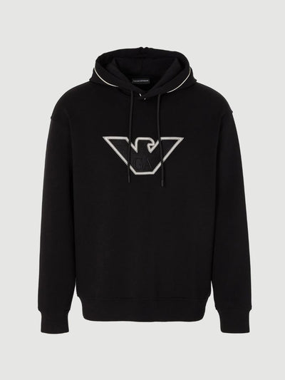 Sweatshirt com capuz de jérsei duplo com logótipo em relevo EA