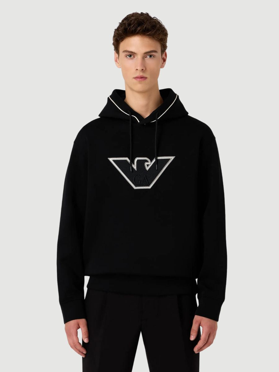 Sweatshirt com capuz de jérsei duplo com logótipo em relevo EA