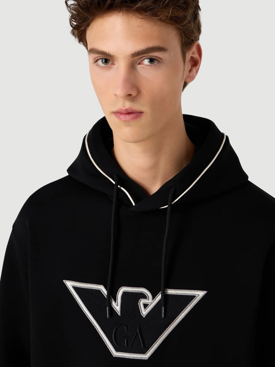 Sweatshirt com capuz de jérsei duplo com logótipo em relevo EA