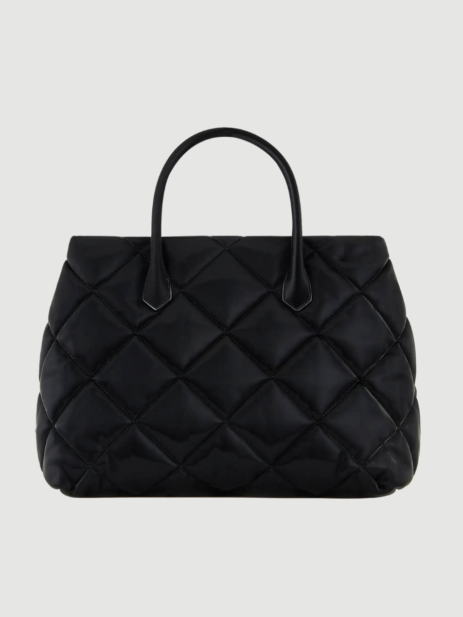 Large handbag in wet-look shiny quilted nylon EA