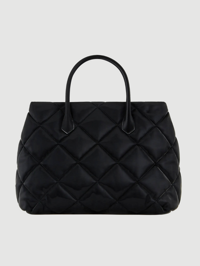 Large handbag in wet-look shiny quilted nylon EA