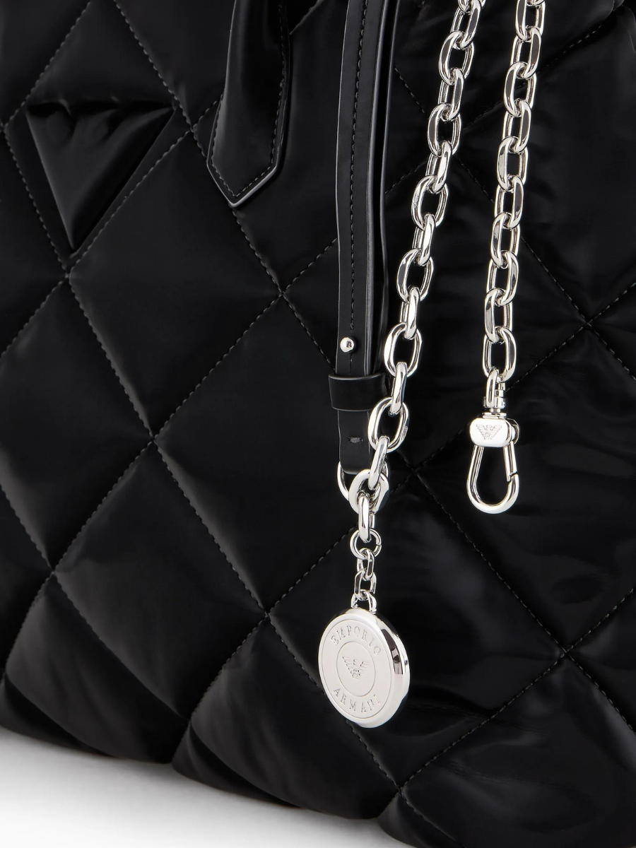 Large handbag in wet-look shiny quilted nylon EA