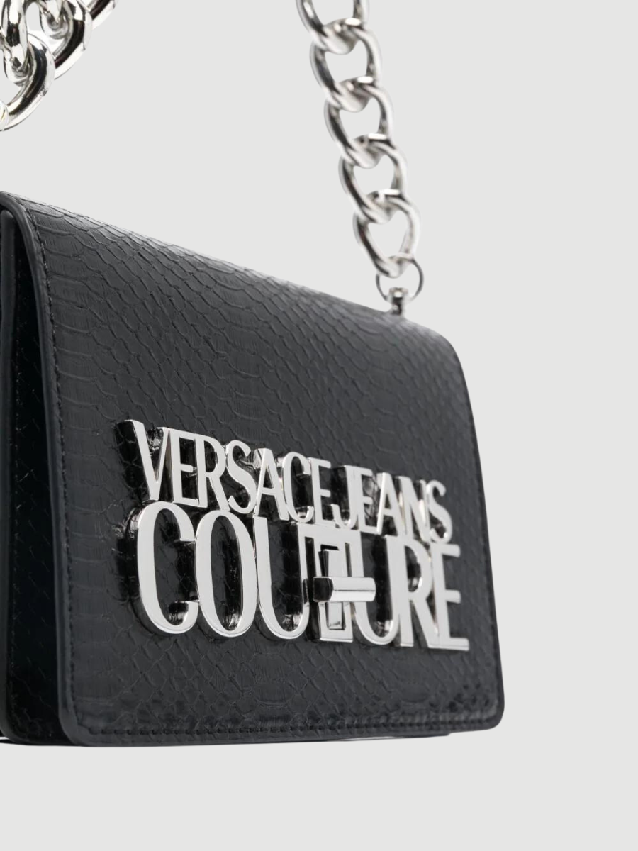 logo-lettering snakeskin-effect crossbody bag