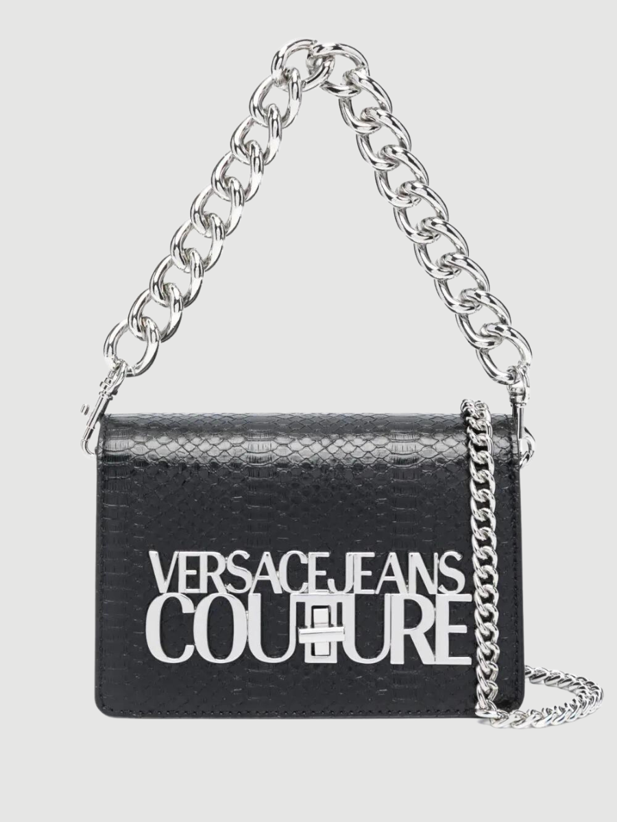 logo-lettering snakeskin-effect crossbody bag