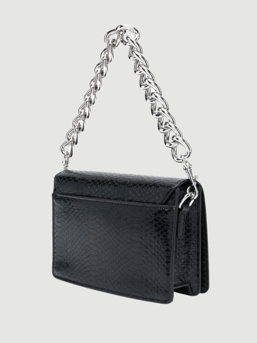 logo-lettering snakeskin-effect crossbody bag