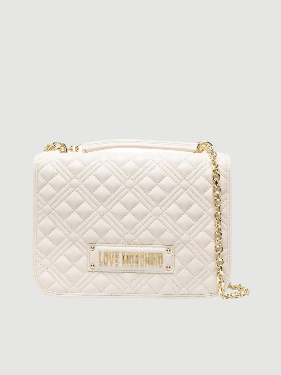 logo-plaque quilted shoulder bag