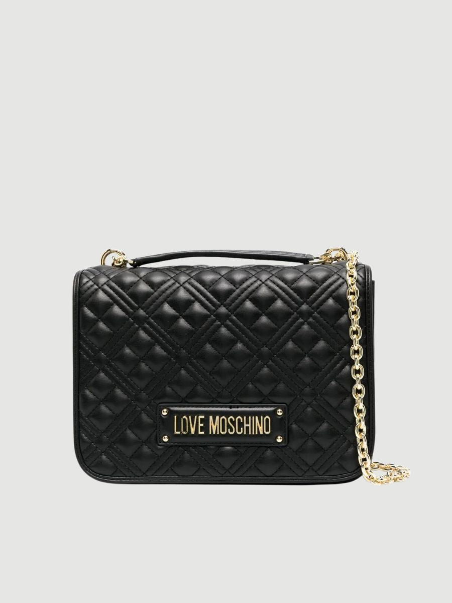 logo-plaque quilted shoulder bag