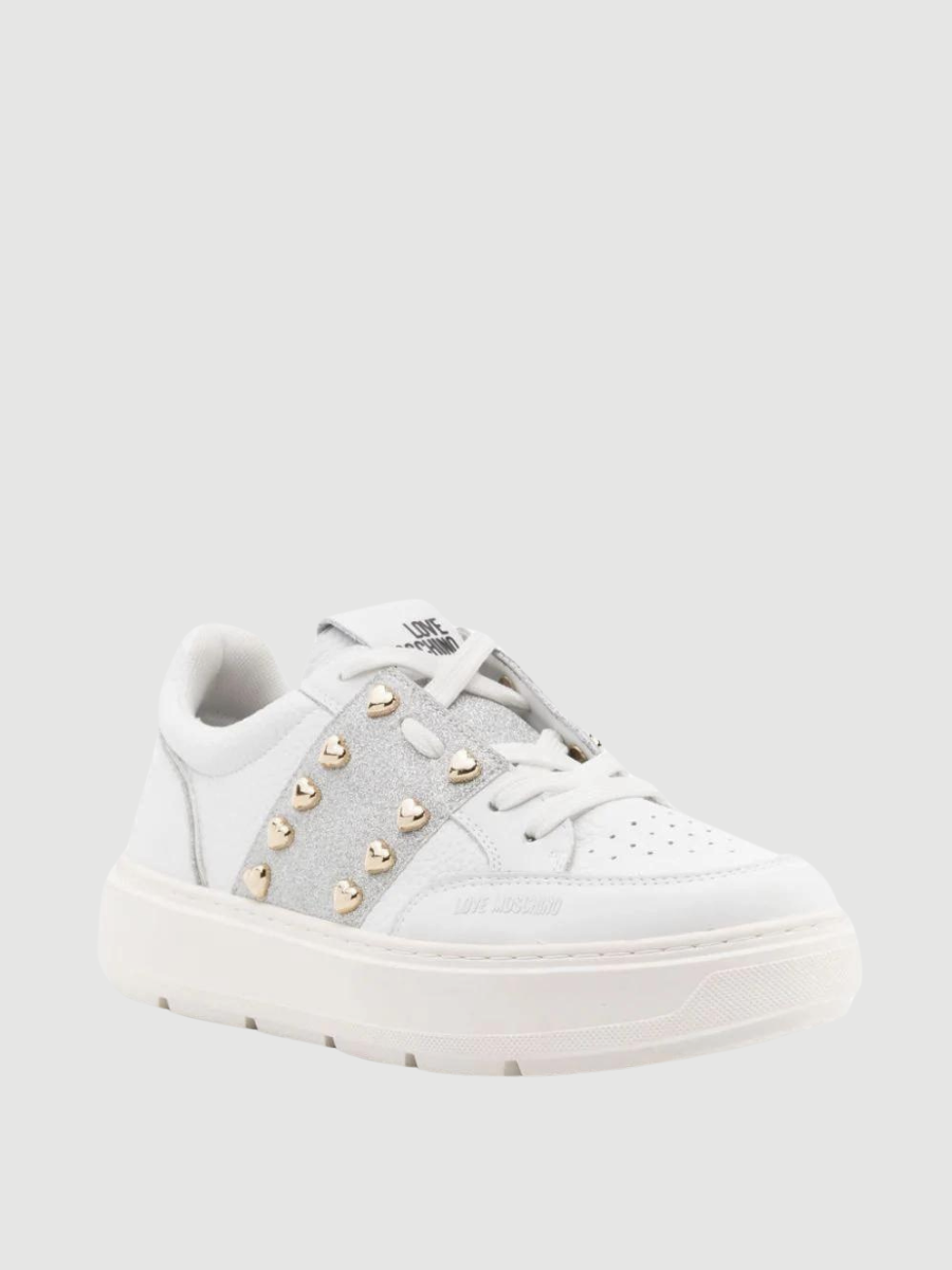 logo-embossed leather sneakers love moschino