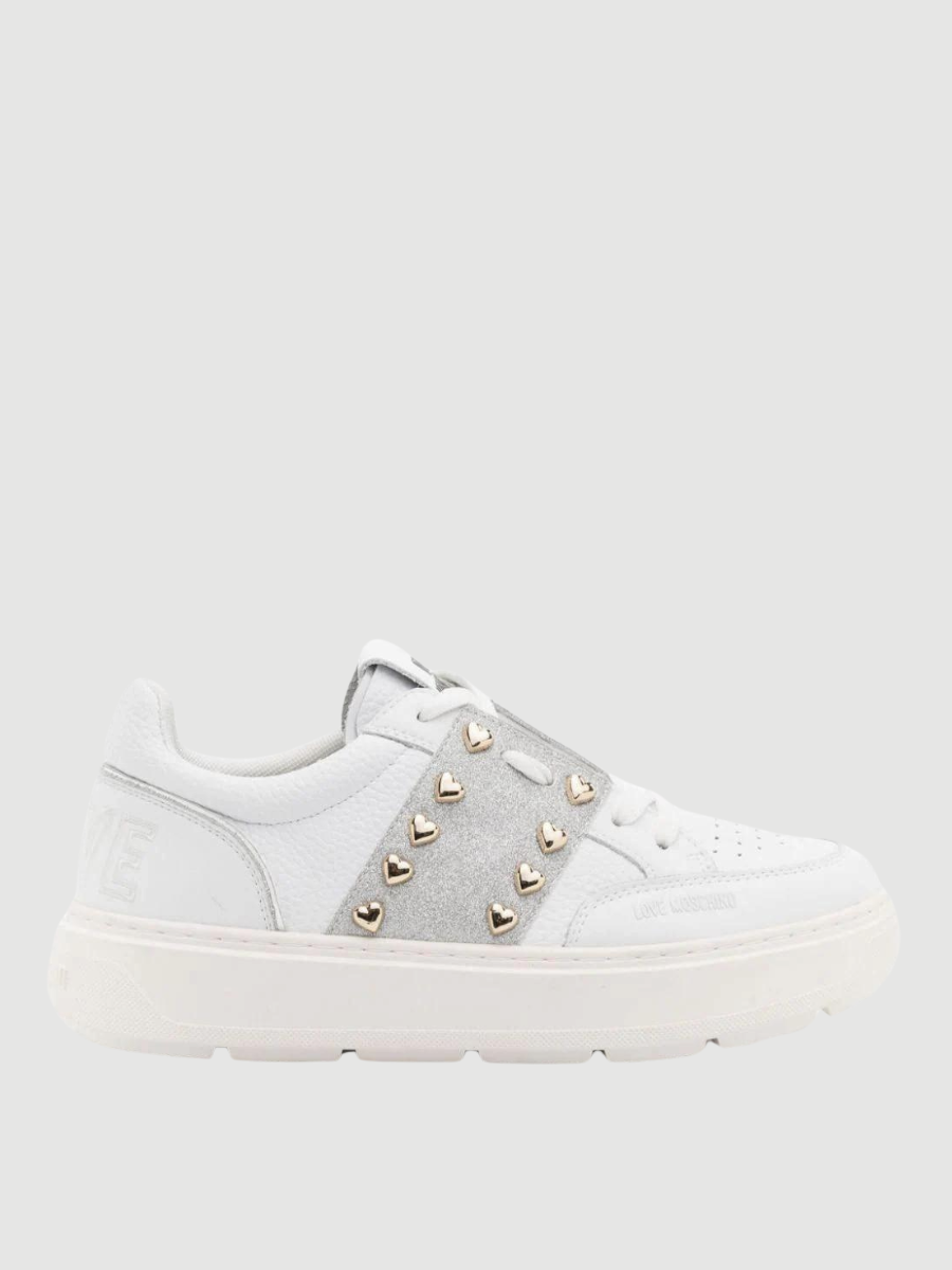 logo-embossed leather sneakers love moschino