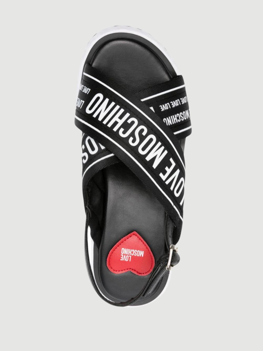 logo-tape sandals love moschino