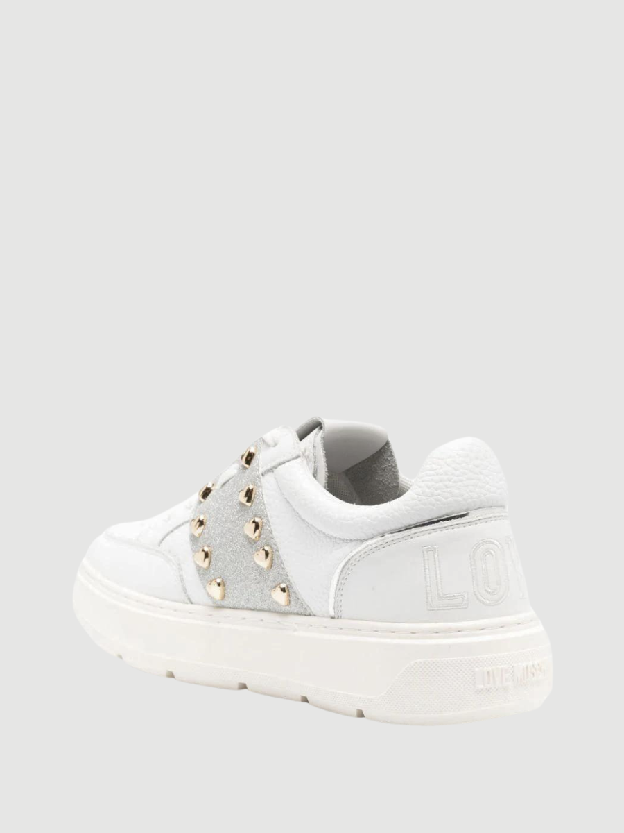 logo-embossed leather sneakers love moschino