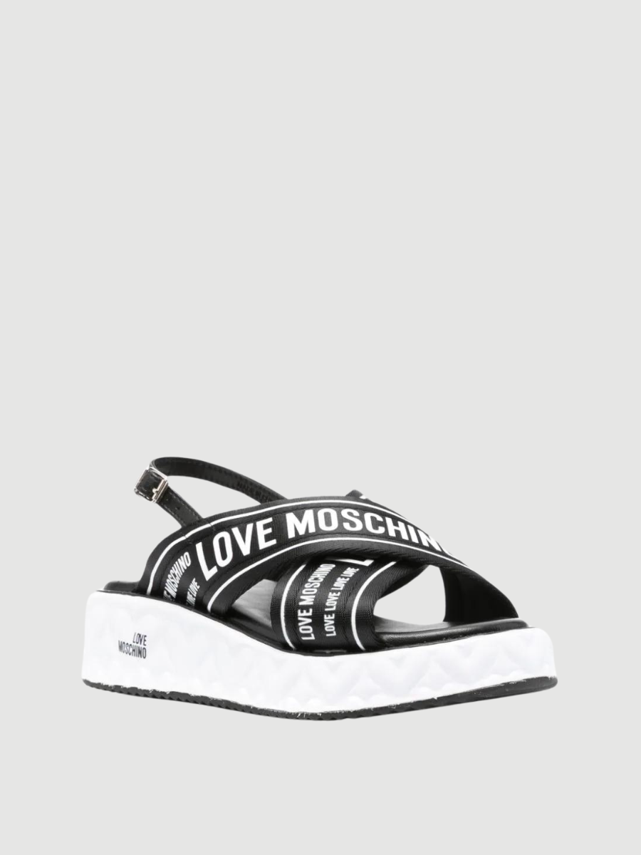 logo-tape sandals love moschino