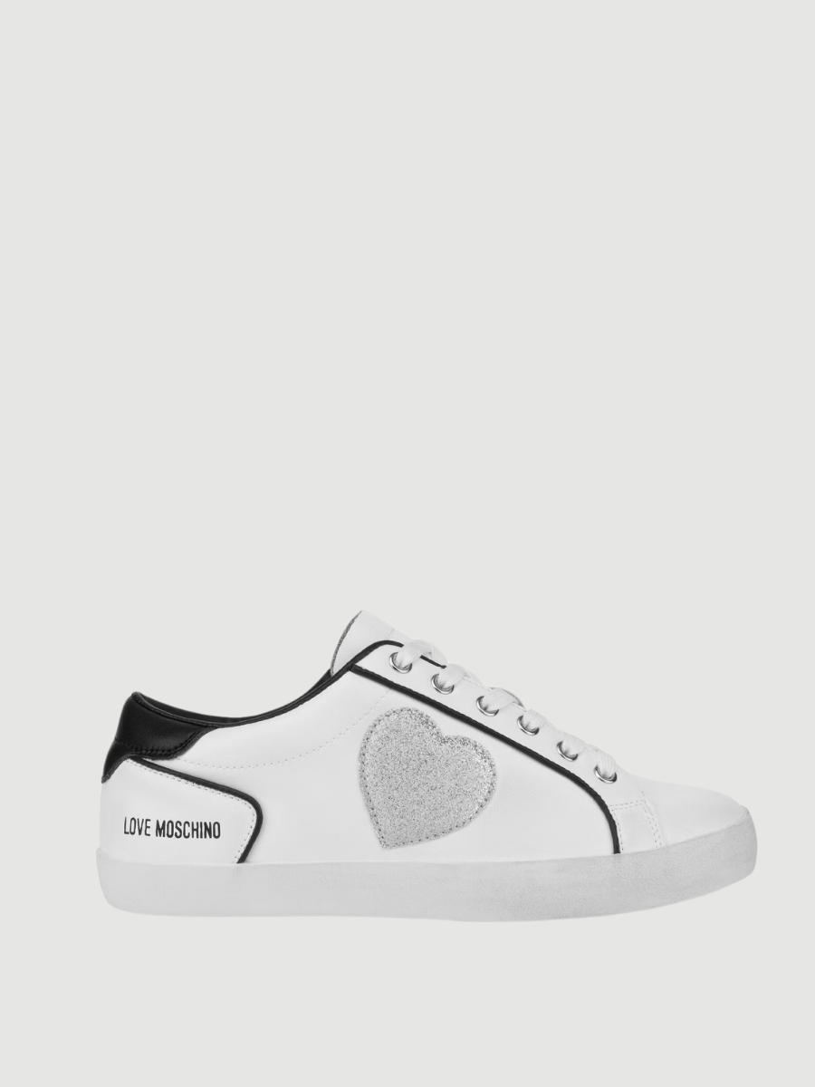 Free Love calfskin sneakers with glittery heart