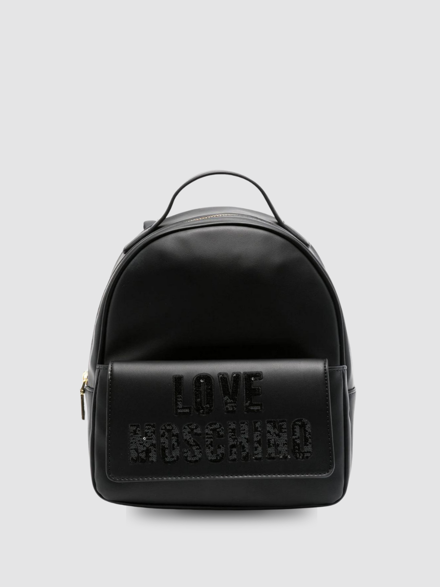 sequin-logo backpack love moschino