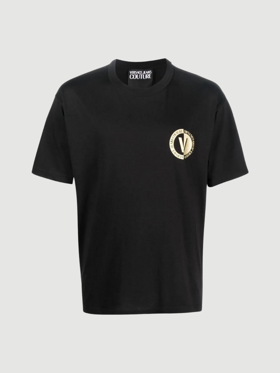 T-shirt de algodão com estampado de logo versace jeans