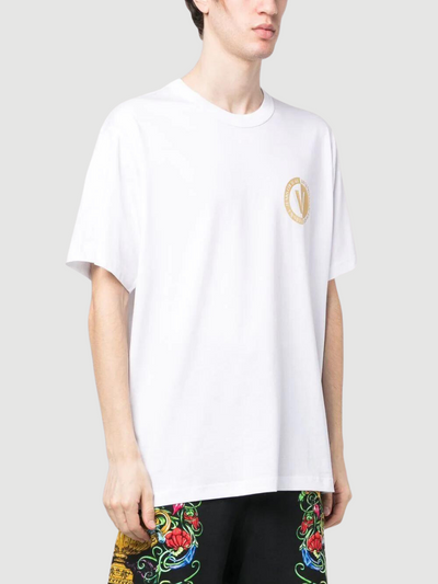 T-shirt de algodão com estampado de logo versace jeans